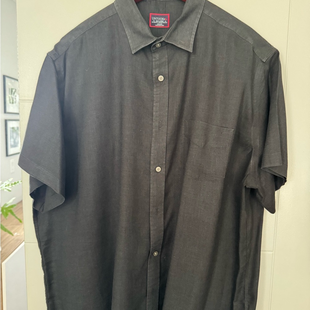 Men's UNTUCKit Black Linen Button-Up Shirt
